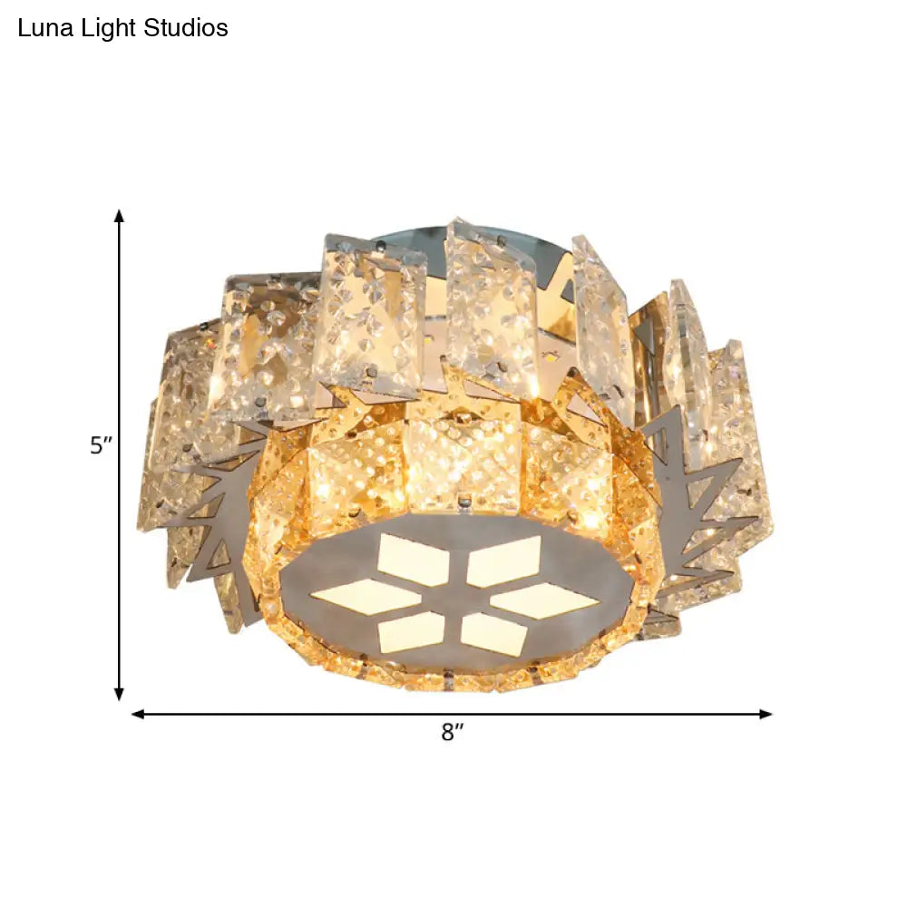DecorBites™ مصباح LED كريستالي معاصر من DecorBites™ مثبت على السقف في الشرفة بتصميم طاحونة هوائية بلمسة نهائية من النيكل