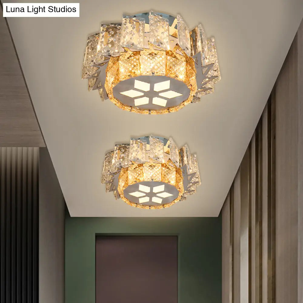 DecorBites™ مصباح LED كريستالي معاصر من DecorBites™ مثبت على السقف في الشرفة بتصميم طاحونة هوائية بلمسة نهائية من النيكل