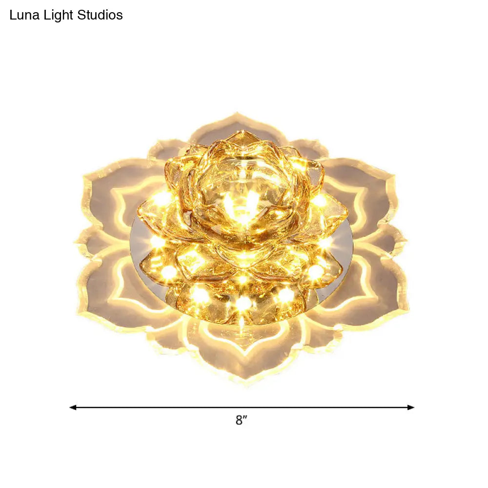 DecorBites™ DecorBites™ Contemporary LED Crystal Lotus Flush Light Fixture - Chrome Ceiling Lamp
