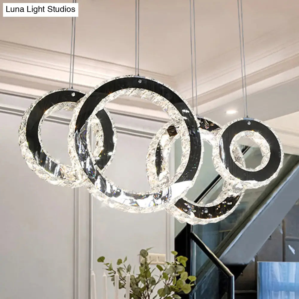 Contemporary LED Crystal Pendant Light - Black Cluster Design for Living Room