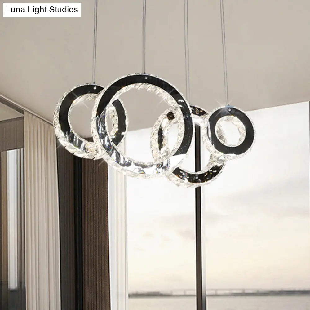 Contemporary LED Crystal Pendant Light - Black Cluster Design for Living Room