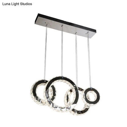 Contemporary LED Crystal Pendant Light - Black Cluster Design for Living Room