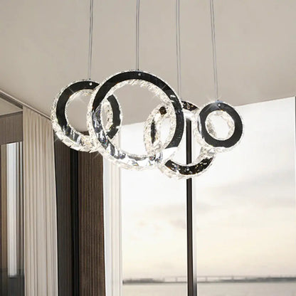 Contemporary LED Crystal Pendant Light - Black Cluster Design for Living Room