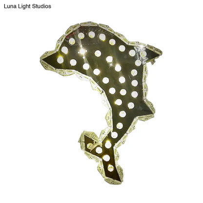 Aplique de pared DecorBites™ Contemporary LED Crystal Prism Dolphin en blanco cálido - Montaje en pared en níquel