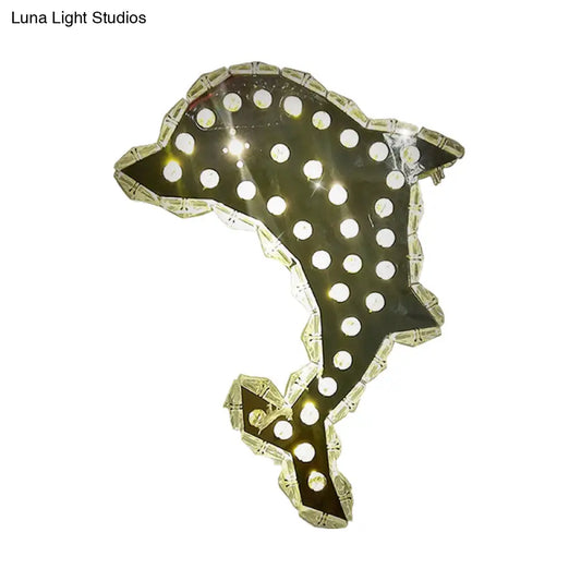 Aplique de pared DecorBites™ Contemporary LED Crystal Prism Dolphin en blanco cálido - Montaje en pared en níquel