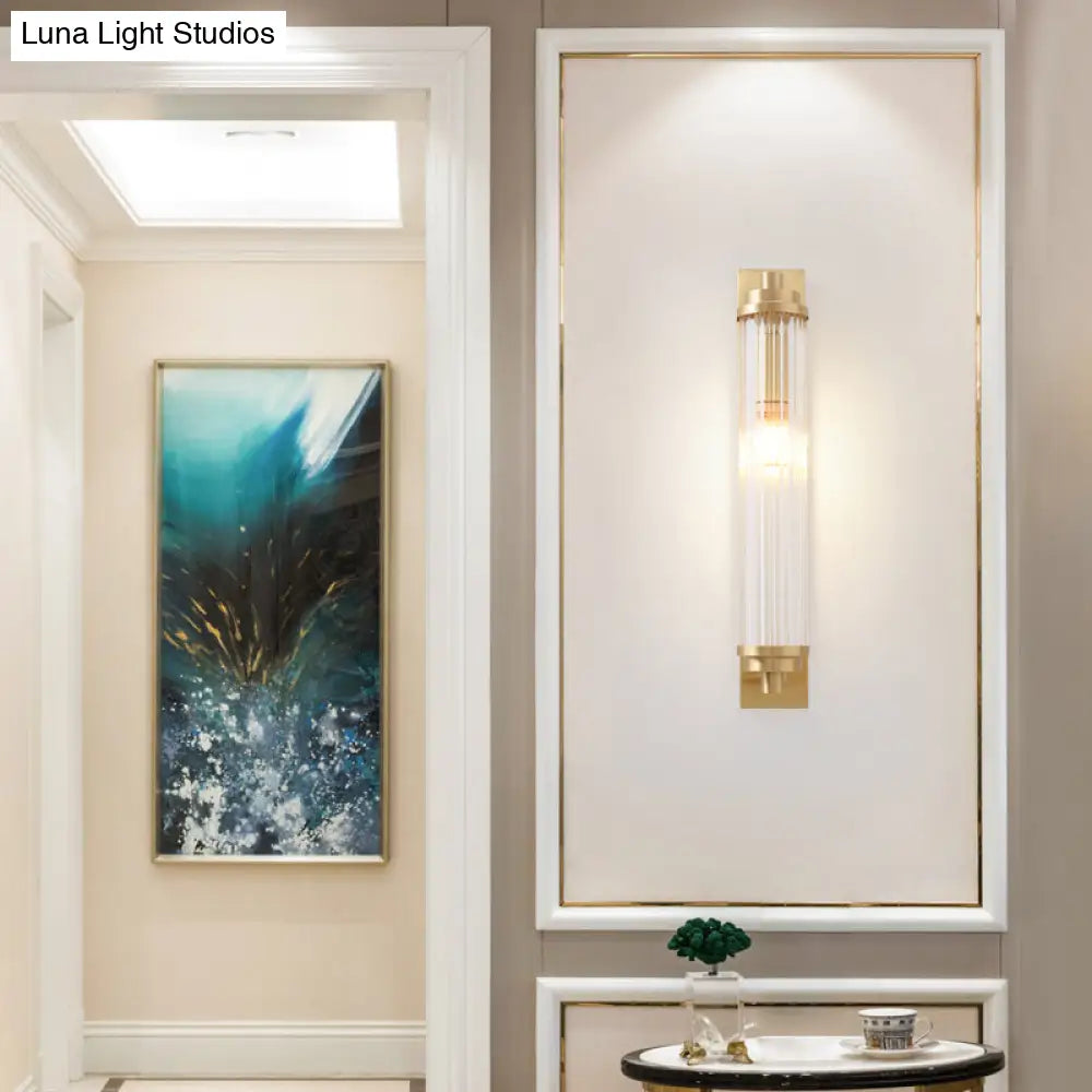 DecorBites™ Contemporary LED Crystal Wall Light Fixture for Living Room with Clear Cylinder Pipes