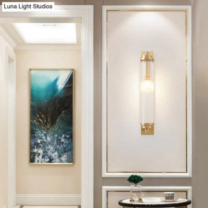 DecorBites™ Contemporary LED Crystal Wall Light Fixture for Living Room with Clear Cylinder Pipes