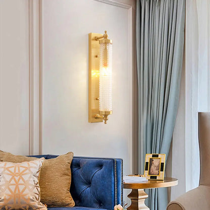 DecorBites™ Contemporary LED Crystal Wall Light Fixture for Living Room with Clear Cylinder Pipes