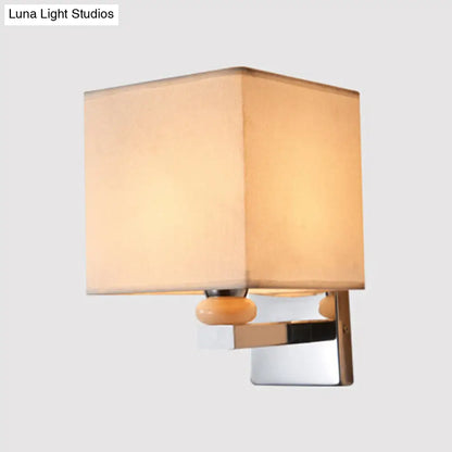 DecorBites™ DecorBites™ Contemporary LED Cube Wall Sconce Light - White/Black/Beige Fabric