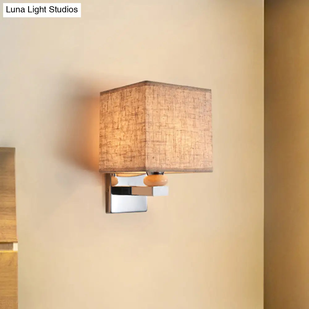 DecorBites™ DecorBites™ Contemporary LED Cube Wall Sconce Light - White/Black/Beige Fabric
