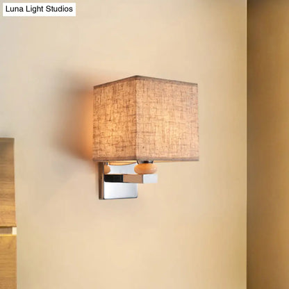 DecorBites™ DecorBites™ Contemporary LED Cube Wall Sconce Light - White/Black/Beige Fabric