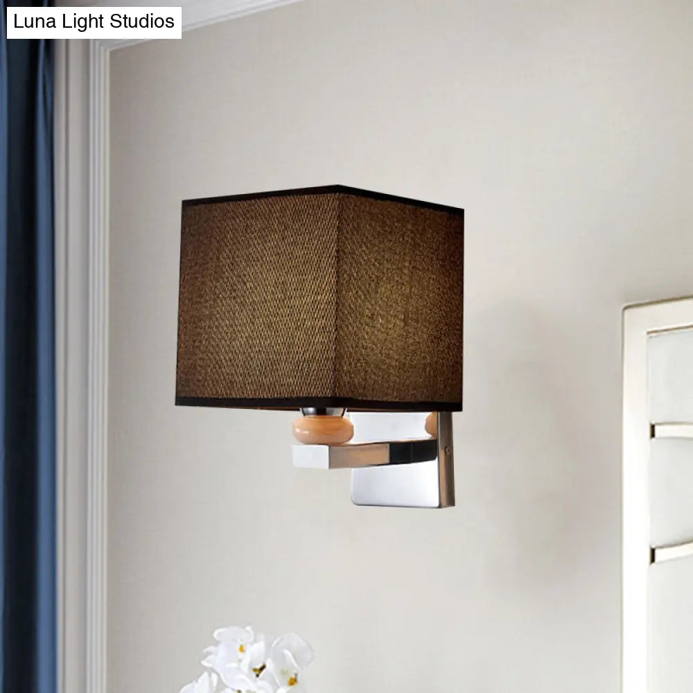 DecorBites™ DecorBites™ Contemporary LED Cube Wall Sconce Light - White/Black/Beige Fabric