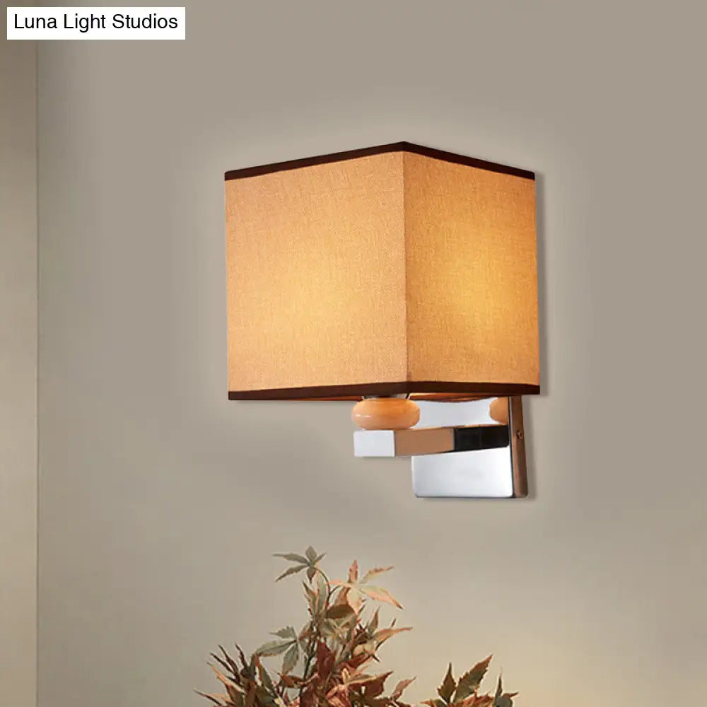 DecorBites™ DecorBites™ Contemporary LED Cube Wall Sconce Light - White/Black/Beige Fabric