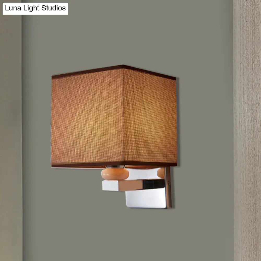 DecorBites™ DecorBites™ Contemporary LED Cube Wall Sconce Light - White/Black/Beige Fabric