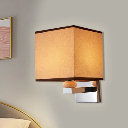 DecorBites™ DecorBites™ Contemporary LED Cube Wall Sconce Light - White/Black/Beige Fabric