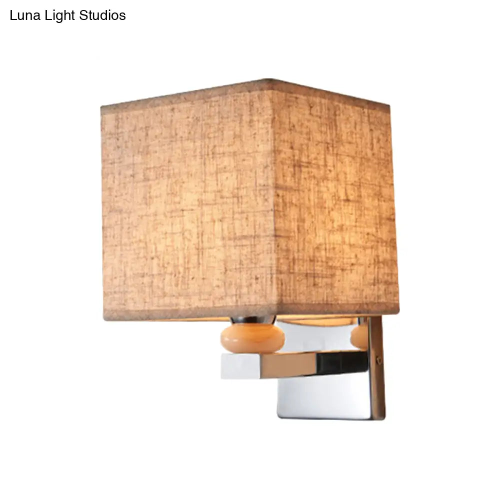 DecorBites™ DecorBites™ Contemporary LED Cube Wall Sconce Light - White/Black/Beige Fabric