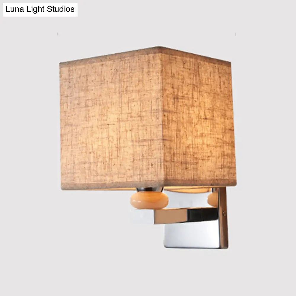 DecorBites™ DecorBites™ Contemporary LED Cube Wall Sconce Light - White/Black/Beige Fabric