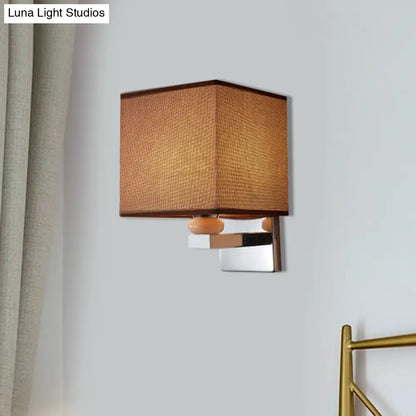 DecorBites™ DecorBites™ Contemporary LED Cube Wall Sconce Light - White/Black/Beige Fabric