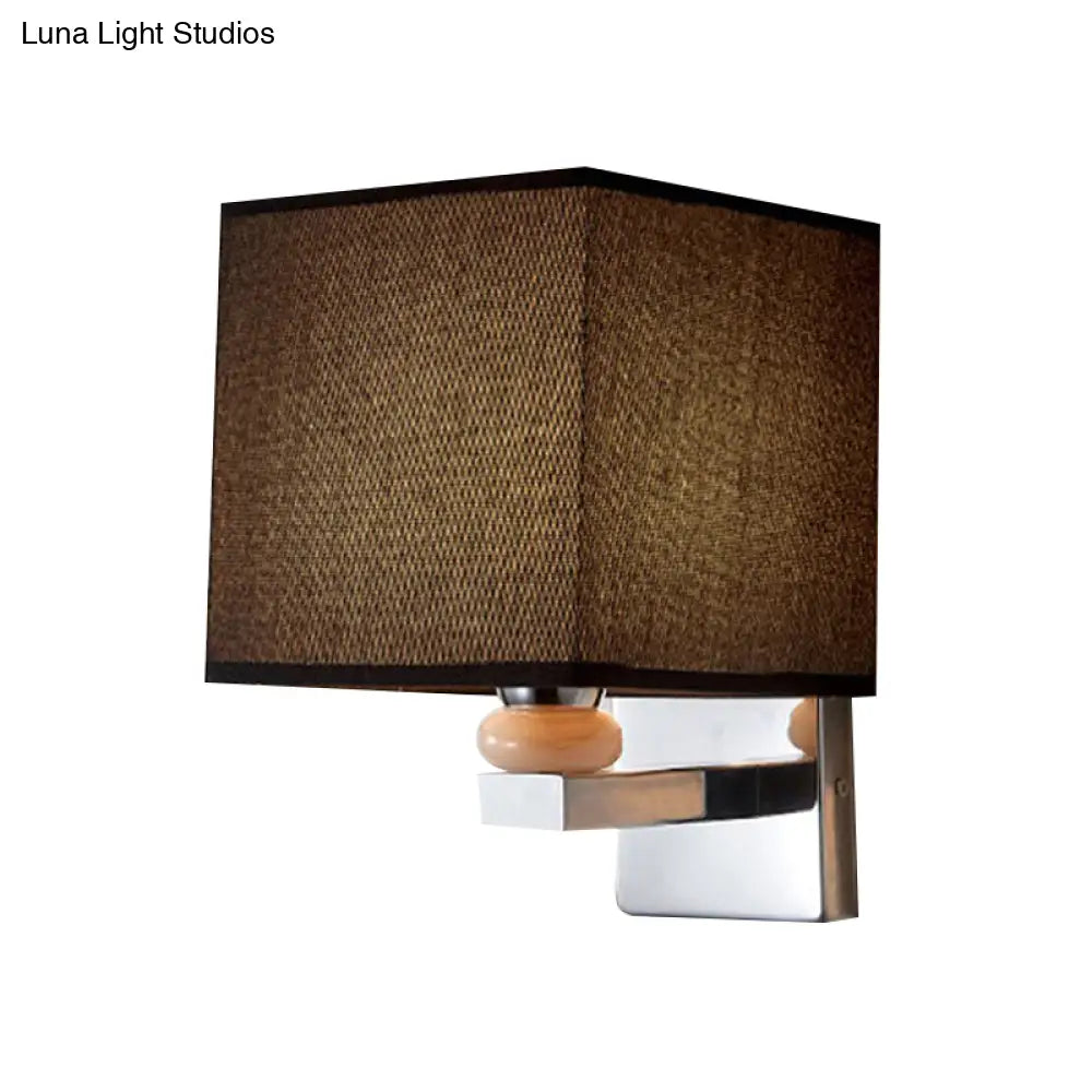 DecorBites™ DecorBites™ Contemporary LED Cube Wall Sconce Light - White/Black/Beige Fabric