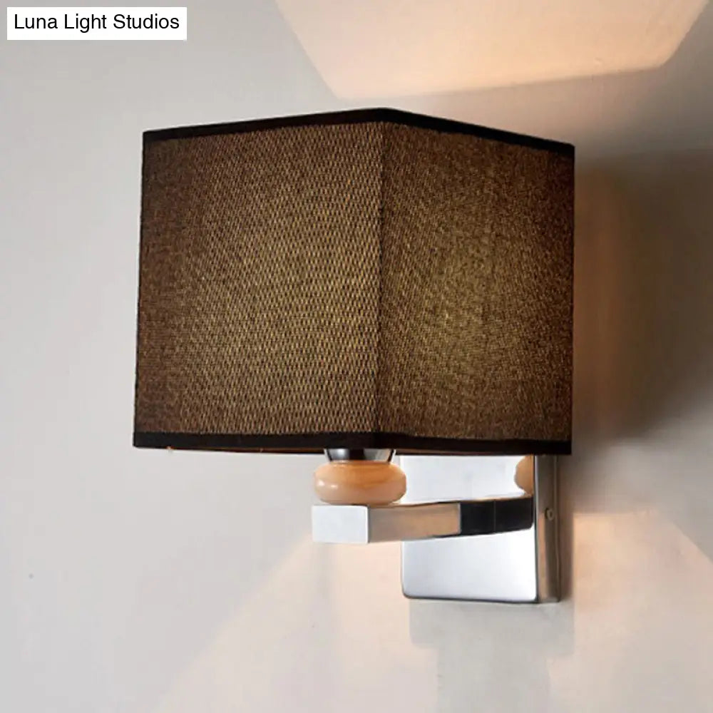 DecorBites™ DecorBites™ Contemporary LED Cube Wall Sconce Light - White/Black/Beige Fabric