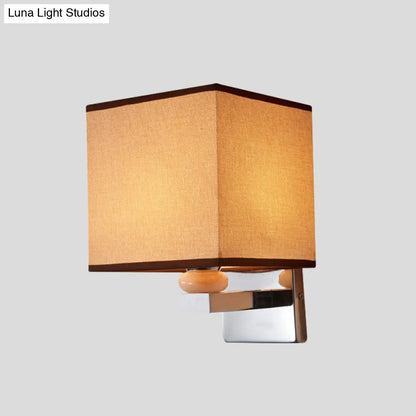 DecorBites™ DecorBites™ Contemporary LED Cube Wall Sconce Light - White/Black/Beige Fabric