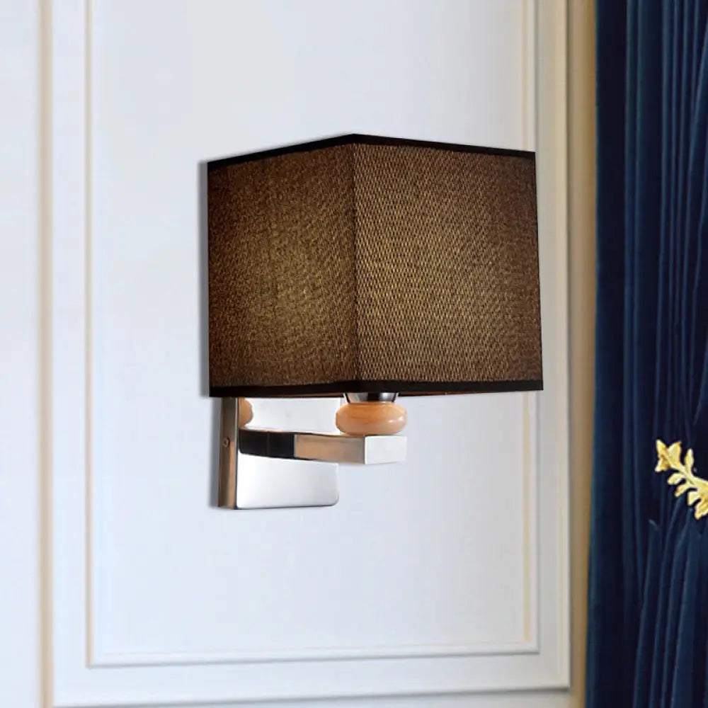 DecorBites™ DecorBites™ Contemporary LED Cube Wall Sconce Light - White/Black/Beige Fabric