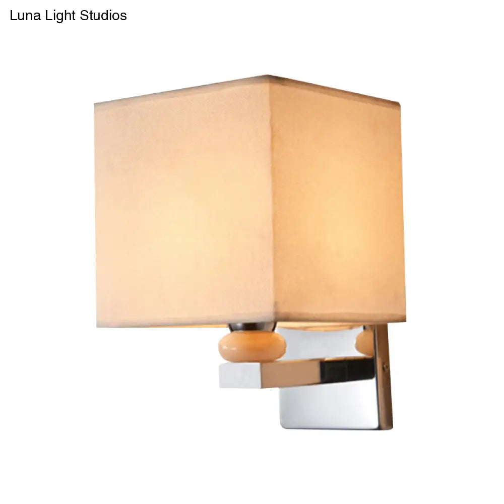 DecorBites™ DecorBites™ Contemporary LED Cube Wall Sconce Light - White/Black/Beige Fabric