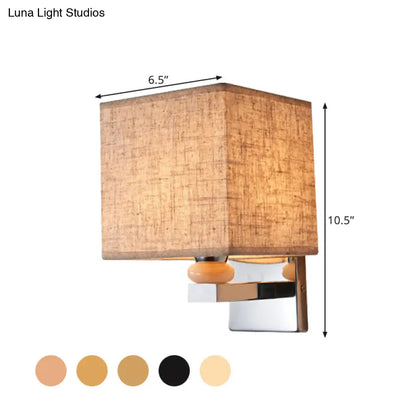 DecorBites™ DecorBites™ Contemporary LED Cube Wall Sconce Light - White/Black/Beige Fabric