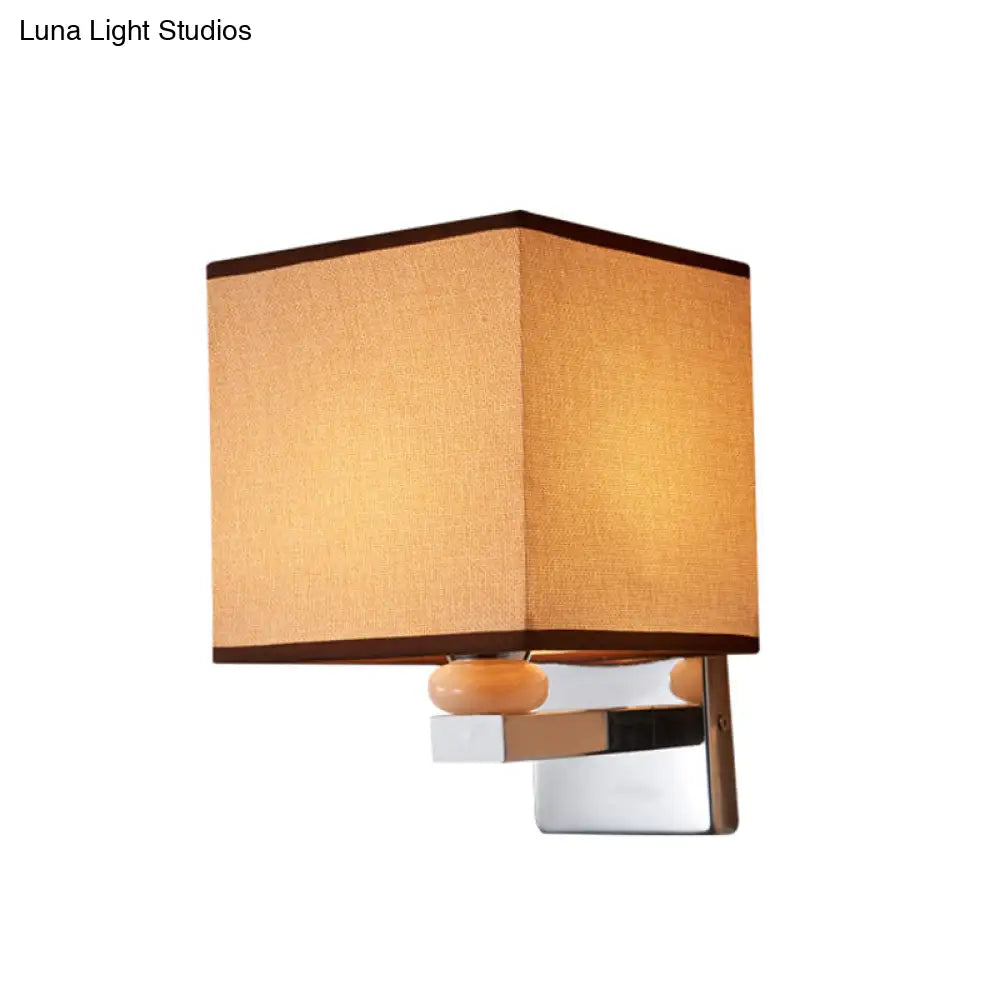 DecorBites™ DecorBites™ Contemporary LED Cube Wall Sconce Light - White/Black/Beige Fabric