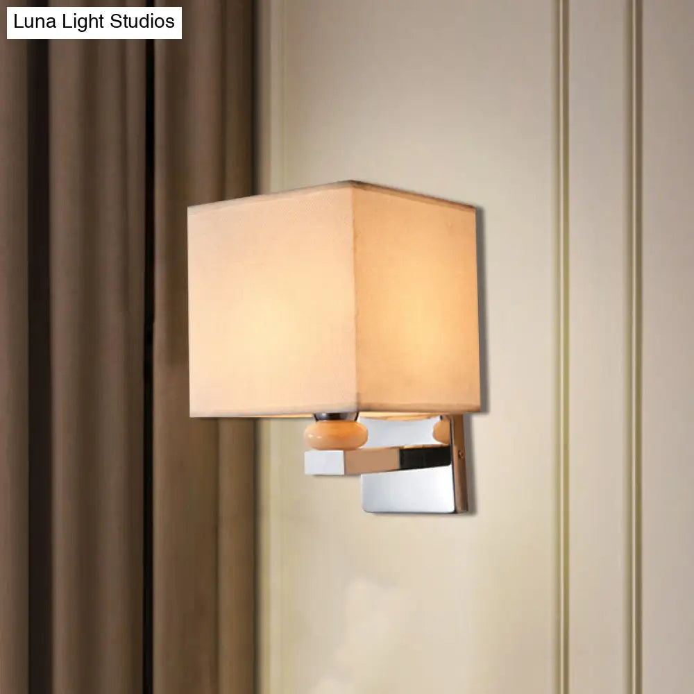 DecorBites™ DecorBites™ Contemporary LED Cube Wall Sconce Light - White/Black/Beige Fabric