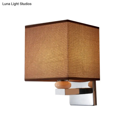 DecorBites™ DecorBites™ Contemporary LED Cube Wall Sconce Light - White/Black/Beige Fabric