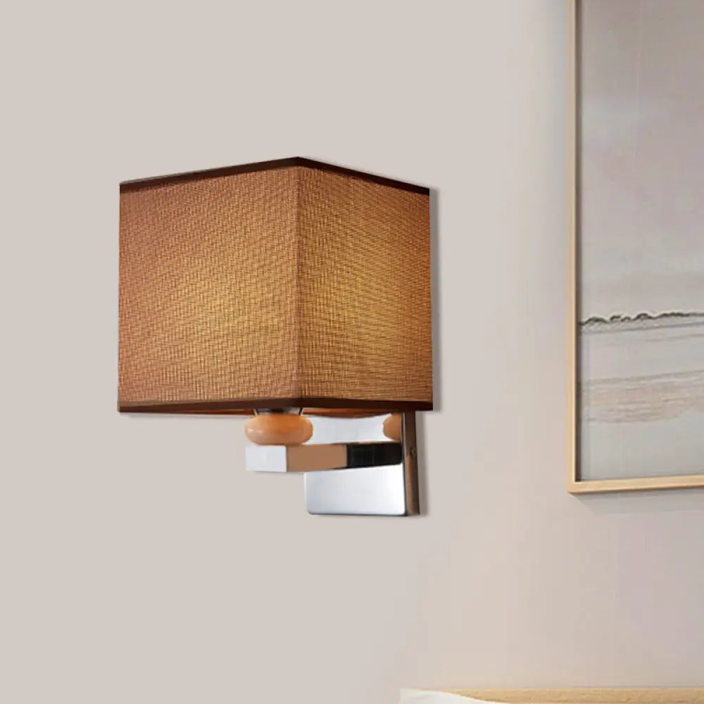 DecorBites™ DecorBites™ Contemporary LED Cube Wall Sconce Light - White/Black/Beige Fabric