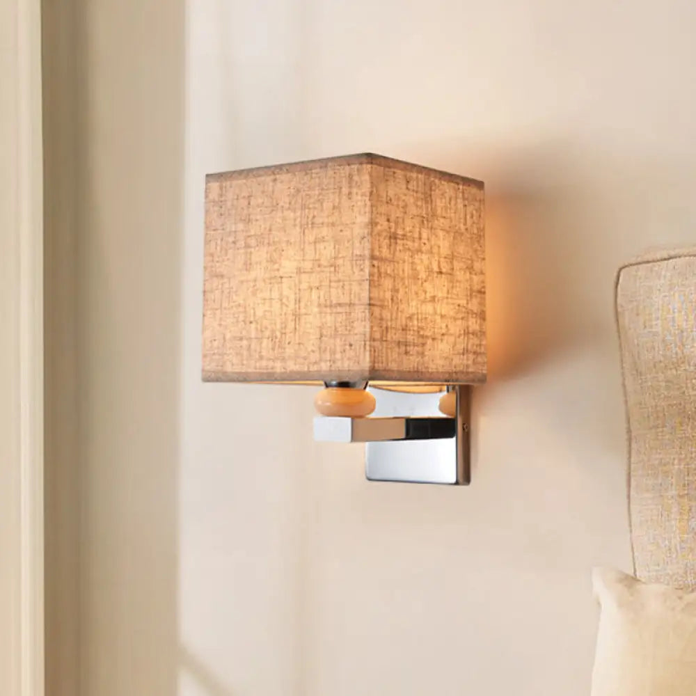 DecorBites™ DecorBites™ Contemporary LED Cube Wall Sconce Light - White/Black/Beige Fabric