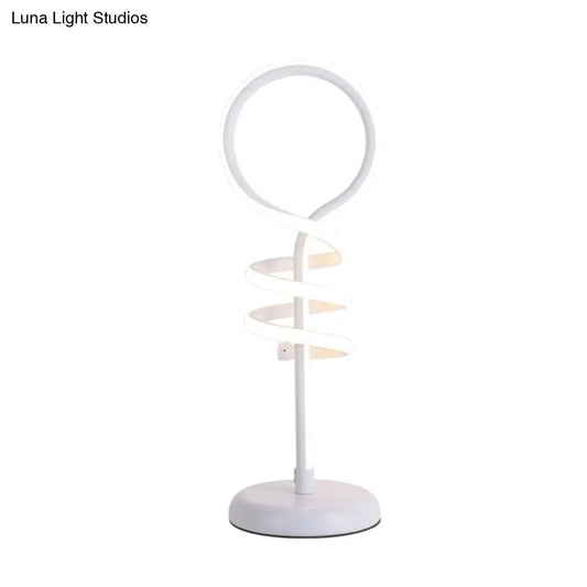 Contemporary LED Desk Lamp - White Lollipop Light with Spiral Design, Warm/White Light - Ideal for Reading