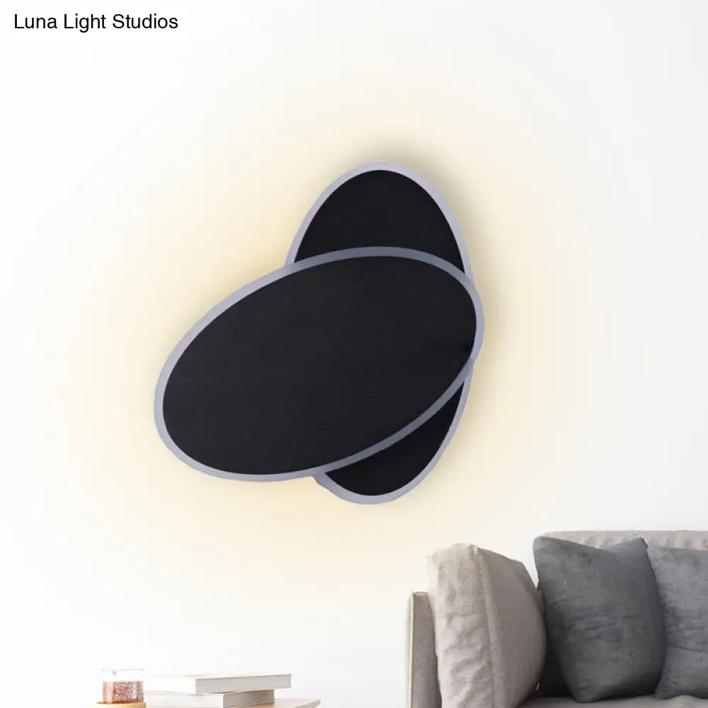 DecorBites™ DecorBites™ Contemporary LED Double Oval Wall Sconce Light with Acrylic Shade in White/Black Finish - Warm/White Light