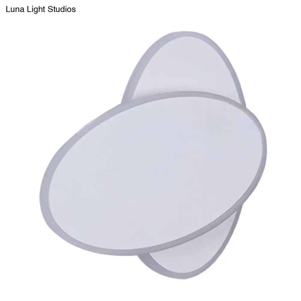 DecorBites™ DecorBites™ Contemporary LED Double Oval Wall Sconce Light with Acrylic Shade in White/Black Finish - Warm/White Light