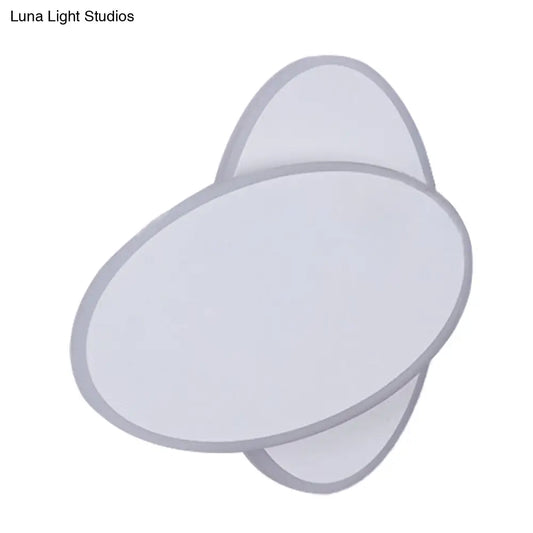 DecorBites™ DecorBites™ Contemporary LED Double Oval Wall Sconce Light with Acrylic Shade in White/Black Finish - Warm/White Light