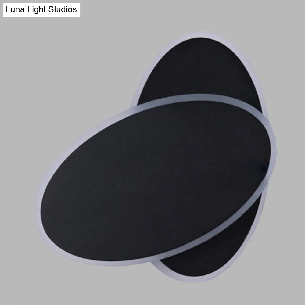 DecorBites™ DecorBites™ Contemporary LED Double Oval Wall Sconce Light with Acrylic Shade in White/Black Finish - Warm/White Light