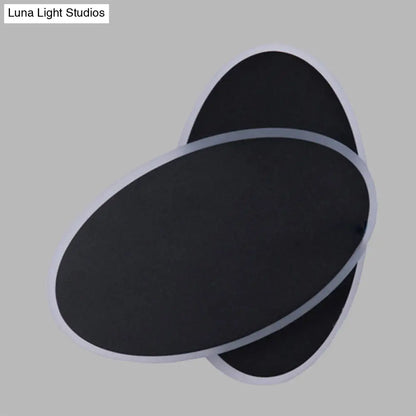 DecorBites™ DecorBites™ Contemporary LED Double Oval Wall Sconce Light with Acrylic Shade in White/Black Finish - Warm/White Light