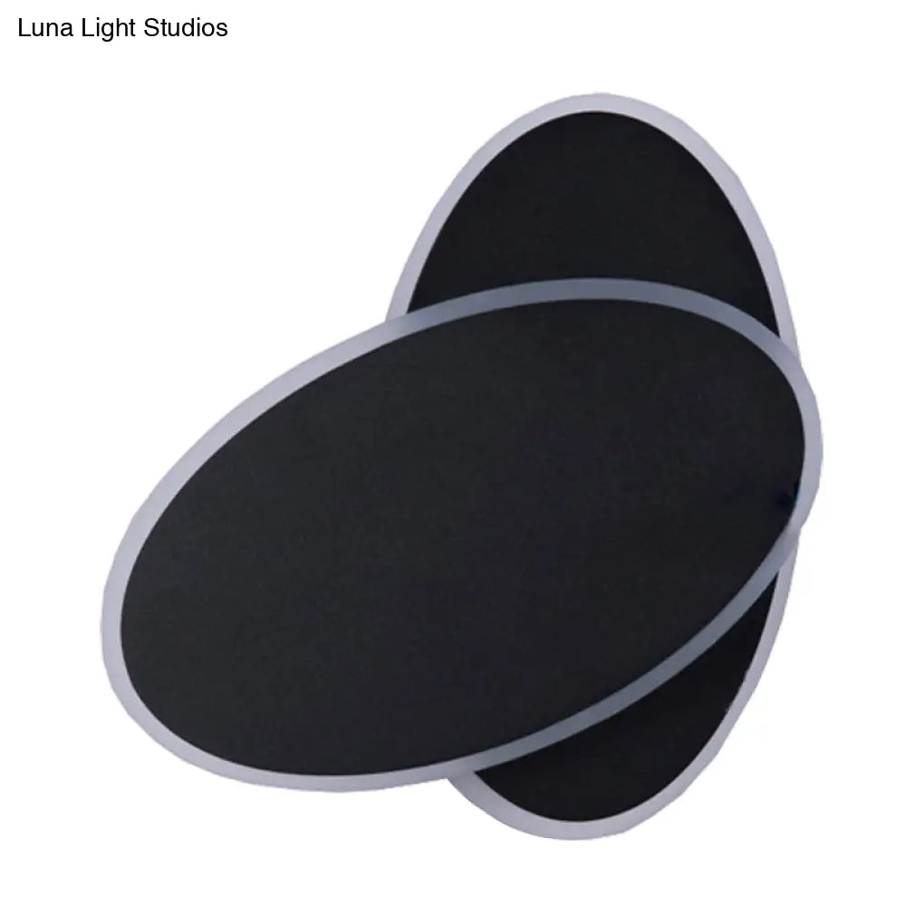 DecorBites™ DecorBites™ Contemporary LED Double Oval Wall Sconce Light with Acrylic Shade in White/Black Finish - Warm/White Light