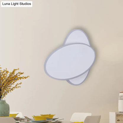 DecorBites™ DecorBites™ Contemporary LED Double Oval Wall Sconce Light with Acrylic Shade in White/Black Finish - Warm/White Light