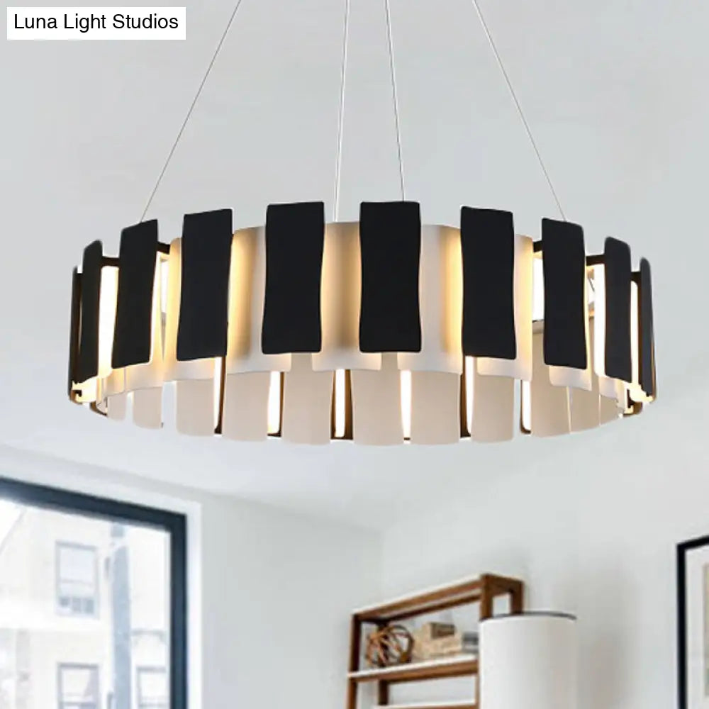 Lámpara de araña LED contemporánea tipo tambor - Panel colgante rectangular negro