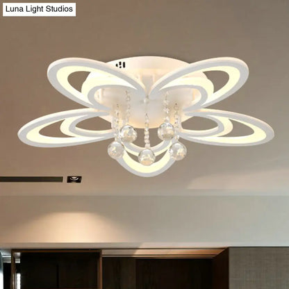 DecorBites™ DecorBites™ Contemporary LED Flush Ceiling Lamp in White - Acrylic and Crystal Semi Mount Lighting