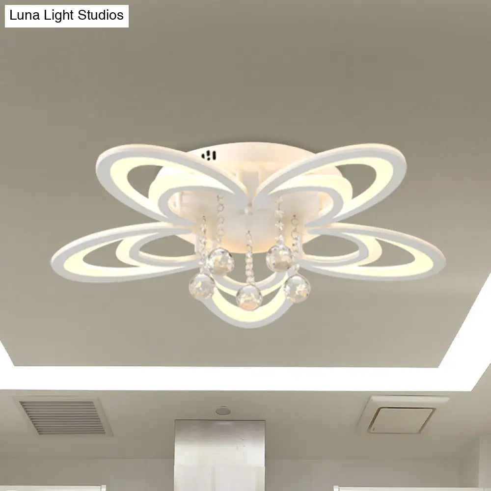 DecorBites™ DecorBites™ Contemporary LED Flush Ceiling Lamp in White - Acrylic and Crystal Semi Mount Lighting