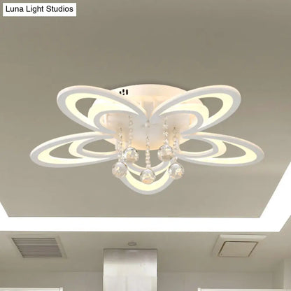 DecorBites™ DecorBites™ Contemporary LED Flush Ceiling Lamp in White - Acrylic and Crystal Semi Mount Lighting