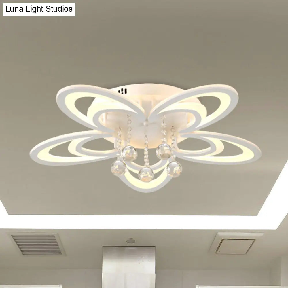 DecorBites™ DecorBites™ Contemporary LED Flush Ceiling Lamp in White - Acrylic and Crystal Semi Mount Lighting