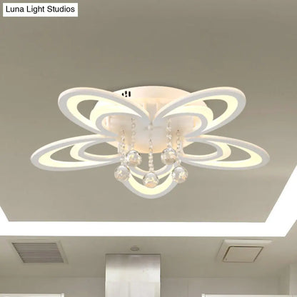 DecorBites™ DecorBites™ Contemporary LED Flush Ceiling Lamp in White - Acrylic and Crystal Semi Mount Lighting