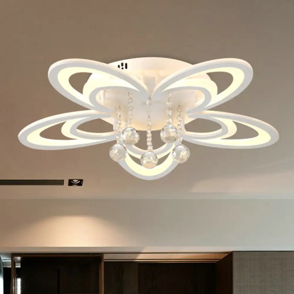 DecorBites™ DecorBites™ Contemporary LED Flush Ceiling Lamp in White - Acrylic and Crystal Semi Mount Lighting