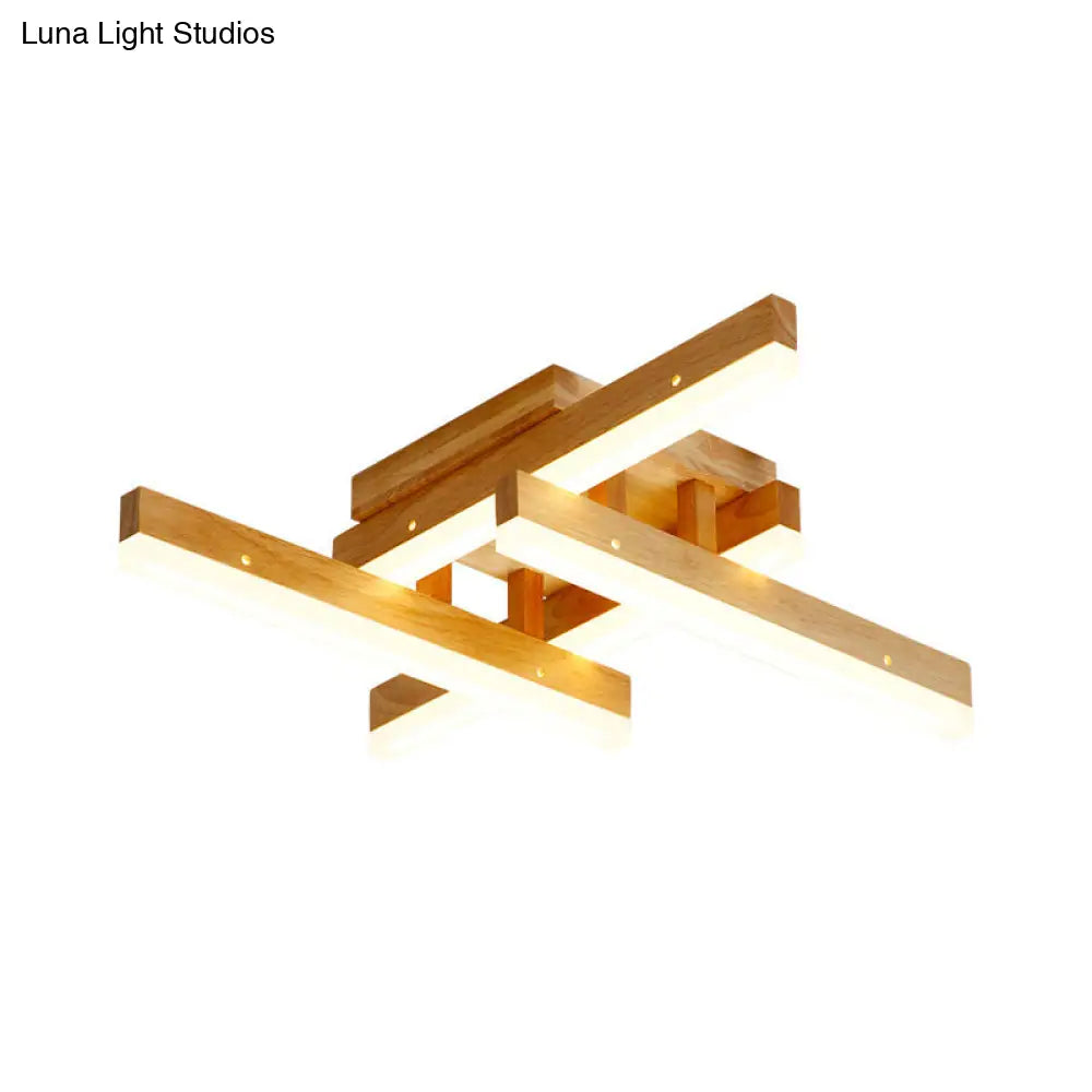 DecorBites™ DecorBites™ Contemporary LED Flush Ceiling Light in Beige - Rectangular Semi Flush for Living Room