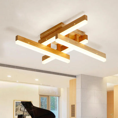 DecorBites™ DecorBites™ Contemporary LED Flush Ceiling Light in Beige - Rectangular Semi Flush for Living Room
